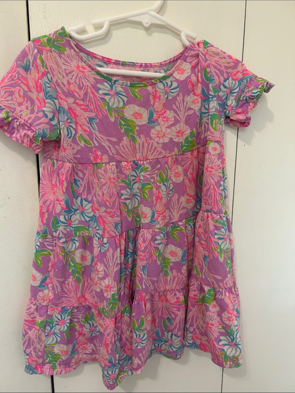 Lilly Pulitzer Girls' Floral Tiered Dress - Pink, Purple & Green
